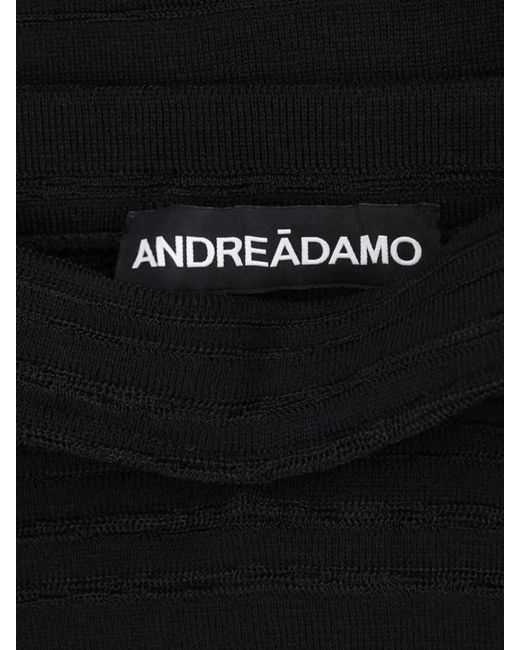 ANDREADAMO Black Knee Length Skirt Elastic Waistband