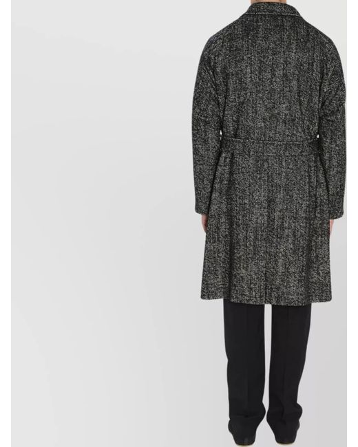 Tagliatore Multicolor Virgin Wool Blend Belted Single Breasted Midi Coat for men