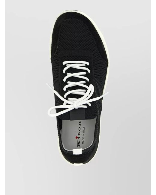 Kiton Blue Lace Up Sneakers Mesh Upper Contrast Sole for men