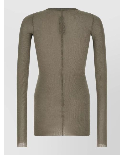 Rick Owens Gray Long Sleeve Ribbed Knit Seam Detail Top for men