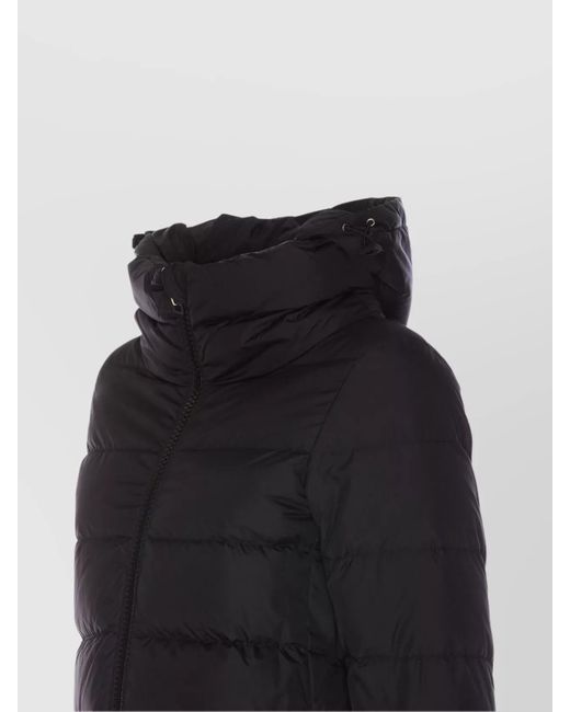 Herno Black Quilted Hooded Jacket Knitted Cuffs