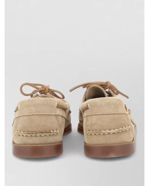 Paraboot Natural Barth Suede Boat Shoes Rubber Sole for men