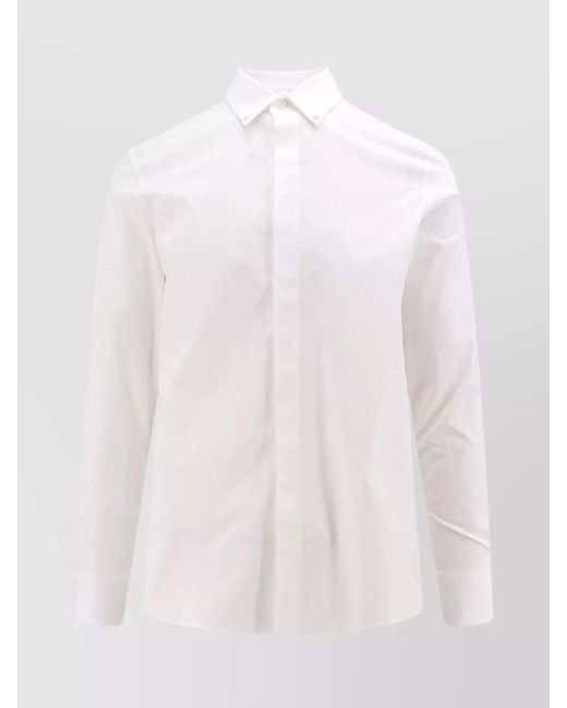 Valentino White Cotton Slim-Fit Long-Sleeve Shirt for men