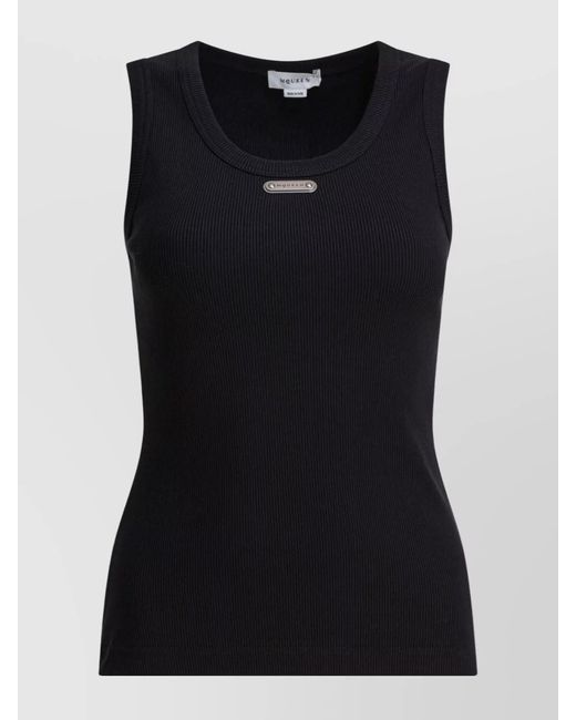 McQueen Black Cotton Crewneck Sleeveless Top