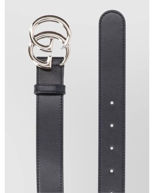 Gucci Black Leather Thin Belt