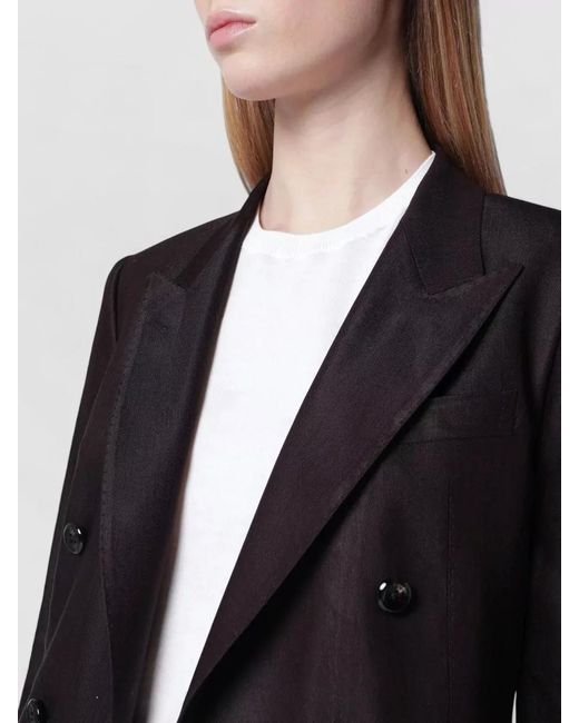 Tagliatore Black Double Breasted Jacket Chest Pocket Lapels
