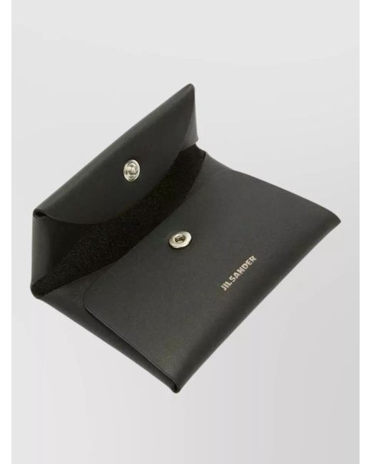 Jil Sander Black Leather Logo Print Wallet for men