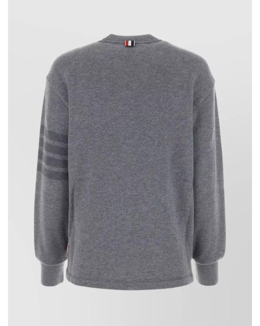 Thom Browne Gray Wool Oversized Striped Ribbed Sweater
