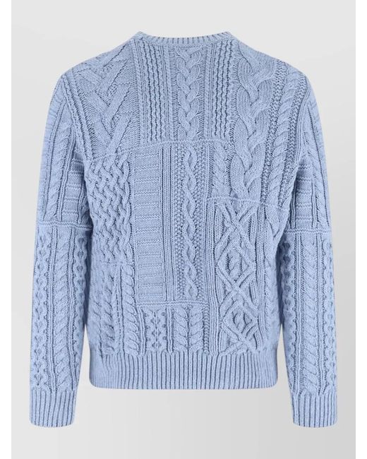 Polo Ralph Lauren Blue Crew Neck Sweater Cable Knit Design for men