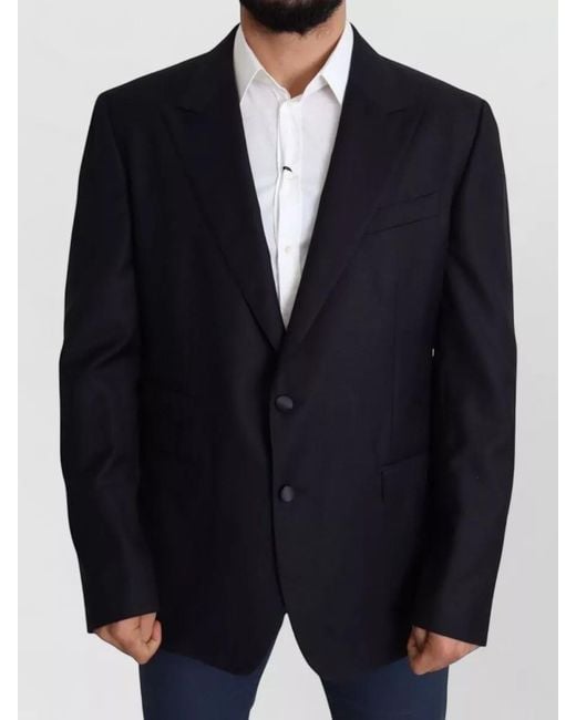 Dolce & Gabbana Blue Wool Single Breasted Napoli Blazer for men