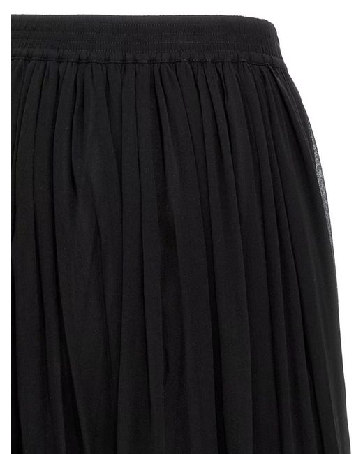 Saint Laurent Black Silk Pleated Maxi Skirt