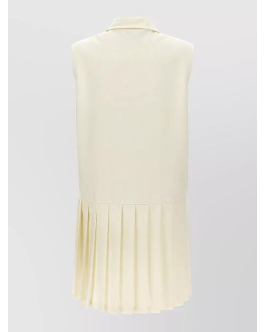 Miu Miu Natural Mohair Canvas Dress Sleeveless Striped Collar