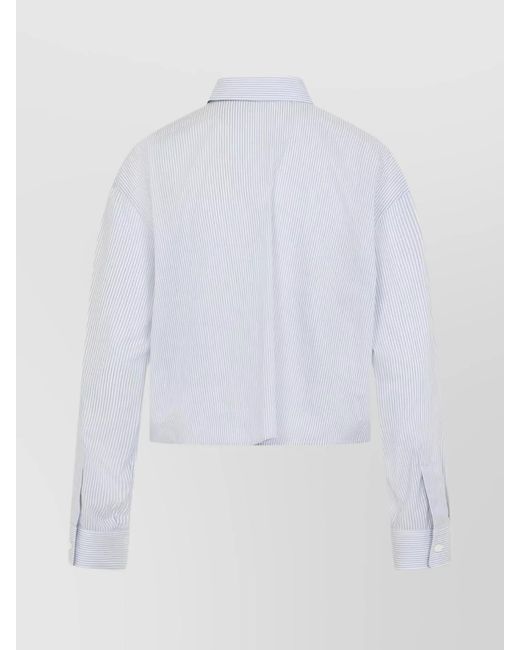 Céline White Triomphe Striped Cropped Shirt
