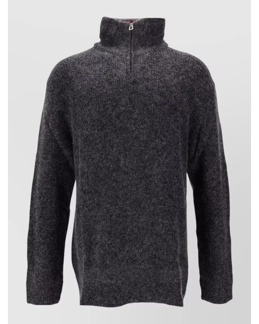 Paul Smith Blue Striped Collar Half Zip Sweater for men