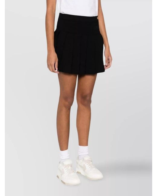 Palm Angels Black Cotton Pleated Monogram Mini Skirt