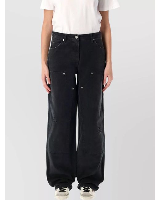 Golden Goose Deluxe Brand Black Denim Distressed Wide-Leg Trousers
