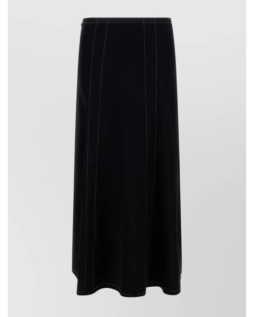Stella McCartney Black Contrasting Stitch Midi A-Line Skirt