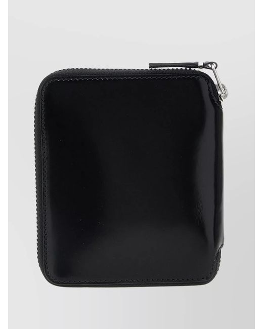 Comme des Garçons Black Metallic Compact Wallet Smooth Texture