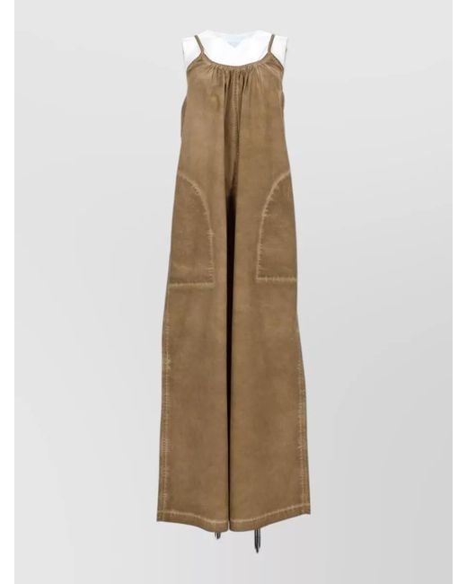 Uma Wang Natural Wide Leg Jumpsuit Paul Open Back