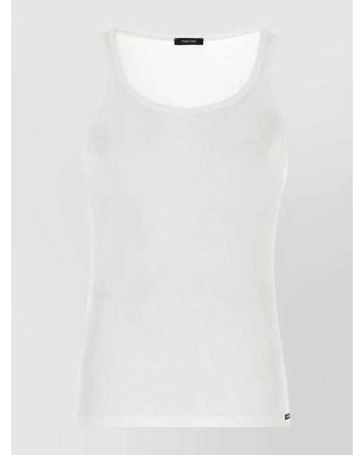 Tom Ford White Ribbed Tank Top for men