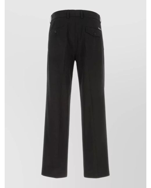 Dolce & Gabbana Black Stretch Cotton Trousers Pleated Front Belt Loops for men