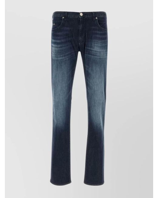 Emporio Armani Blue Denim Straight-Leg Trousers for men