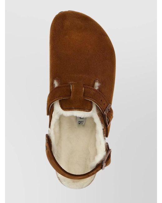 Birkenstock Brown Shearling Leather Slippers