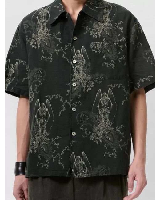 Our Legacy Black Printed Short-Sleeve Shirt for men