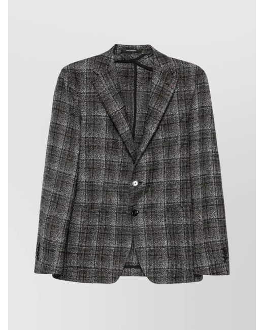 Tagliatore Gray Wool Blend Checked Pattern Jacket for men