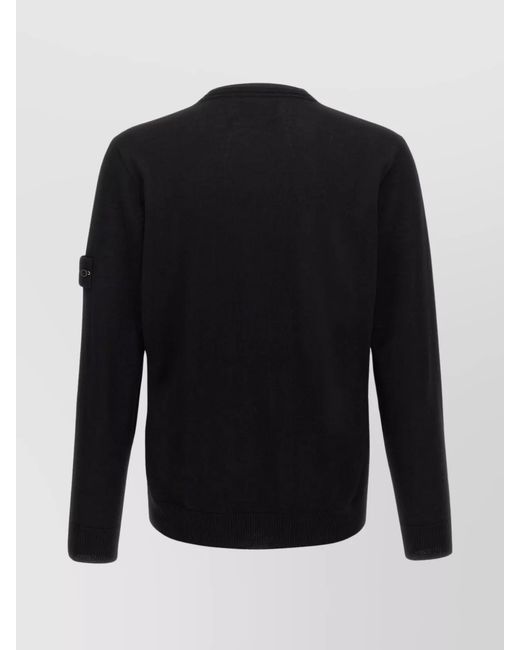 Stone Island Blue Virgin Wool Fine-Knit Crewneck Sweater for men