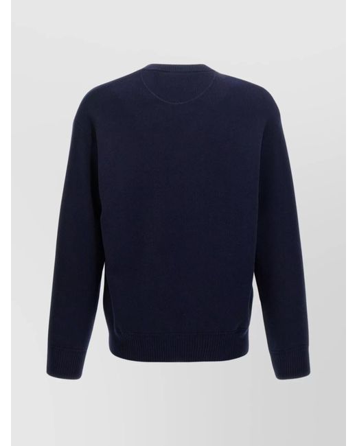 Valentino Garavani Blue Virgin Wool Embroidered Logo Crewneck Sweater for men