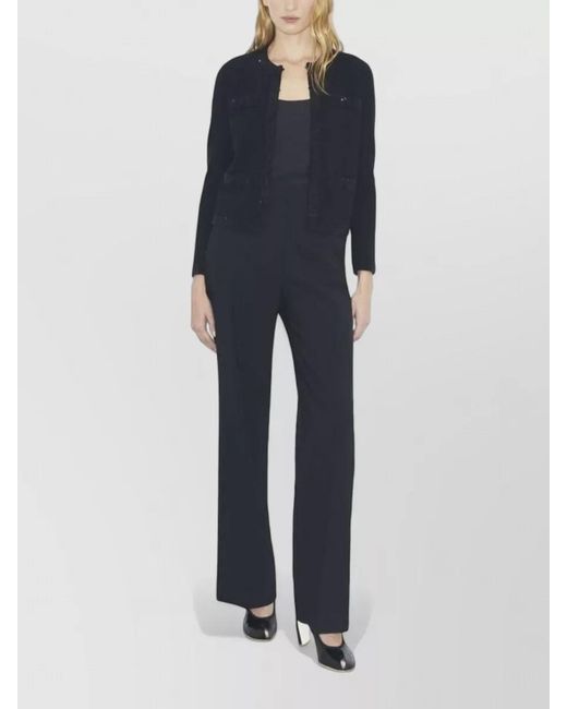 Tory Burch Black Wool Cardigan Round Neck Sequin Detailing