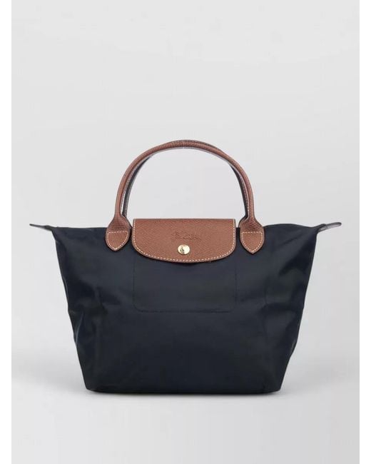 Longchamp Blue Pliage Tote Bag Contrast Handles Top Handle