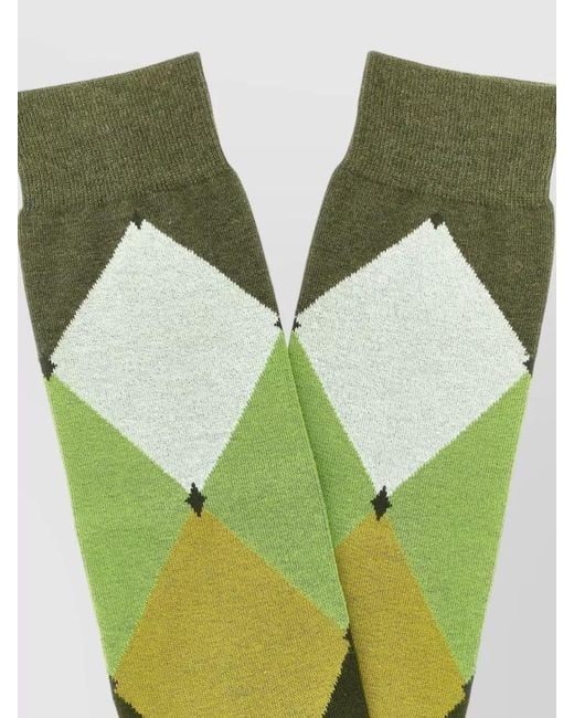 Ballantyne Green Cotton Diamond-Pattern Socks for men