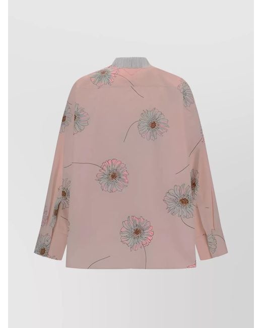 Prada Pink Printed Oversized Cotton Shirt