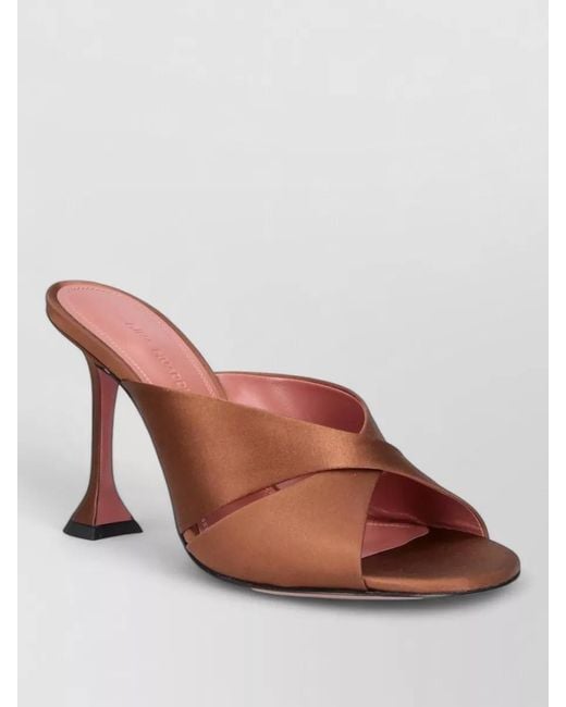 AMINA MUADDI Brown Silk High Heel Mules