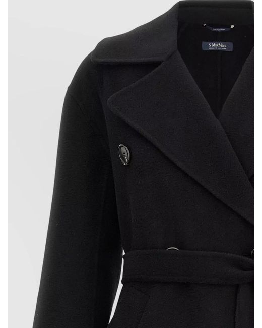 Max Mara Black Cashmere Double-Breasted Long Coat