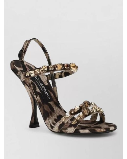 Dolce & Gabbana Metallic Fabric Stiletto Heel Sandals