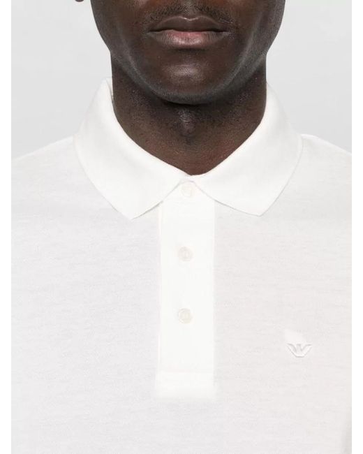 Emporio Armani White Cotton Short-Sleeve Polo Shirt for men