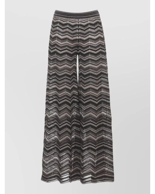 D.exterior Gray Chevron Metallic Sheer Wide Leg Pants