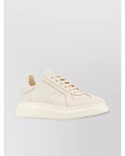 McQueen Natural Leather Sneakers With Round Toe And Flat Sole for men