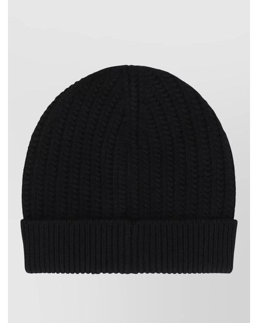 Dolce & Gabbana Black Knit Wool Hat Folded Cuff Stretch Fit for men