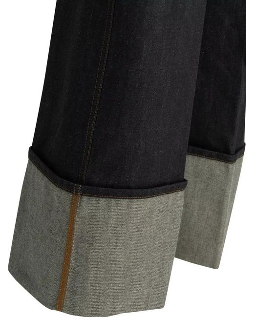 Givenchy Blue Wide Leg Jeans Contrast Cuffs Belt Loops