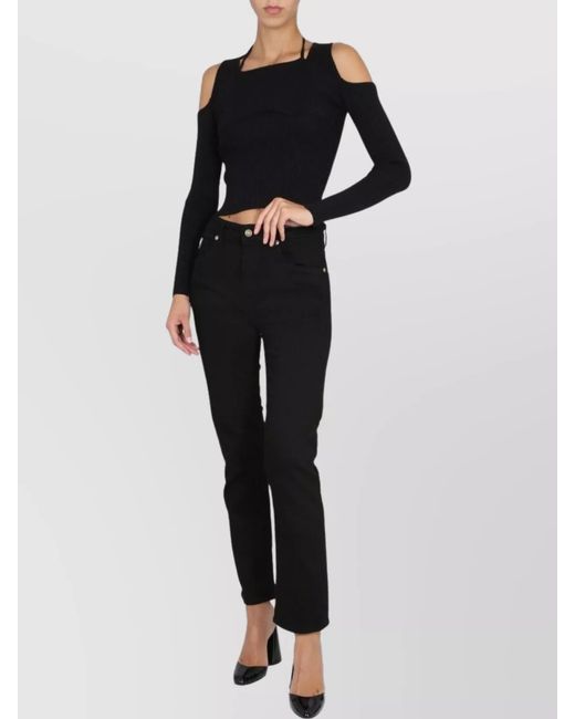 Versace Jeans Couture Black Off-Shoulder Sweatshirt