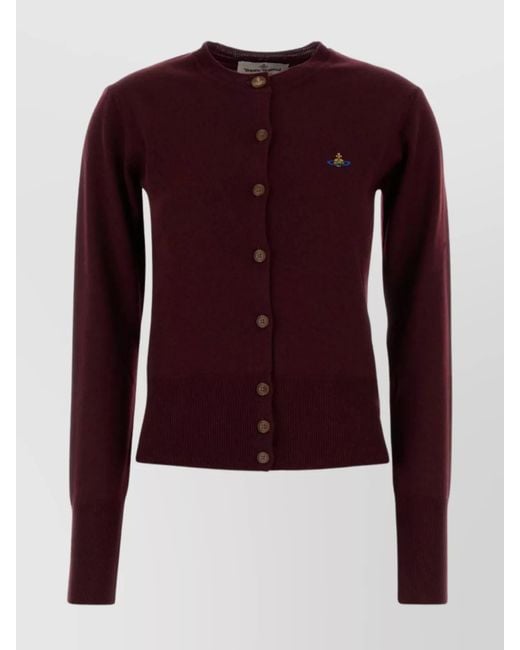 Vivienne Westwood Red Wool Cardigan With Long Sleeves And Crew Neck