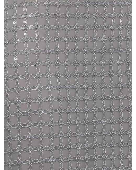 ROTATE BIRGER CHRISTENSEN Gray Bead-Embellished Strapless Maxi Dress