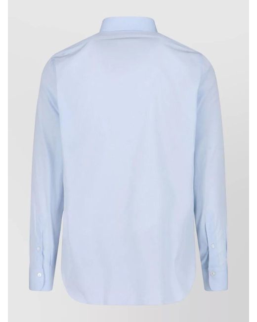 Finamore 1925 Blue Casual Shirt Button Down Collar Long Sleeves for men
