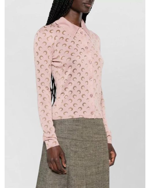 MARINE SERRE Pink Lunar Pattern Knit Long Sleeve Shirt