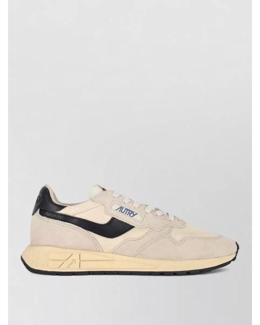 Autry White Nylon Suede Low-Top Sneakers for men