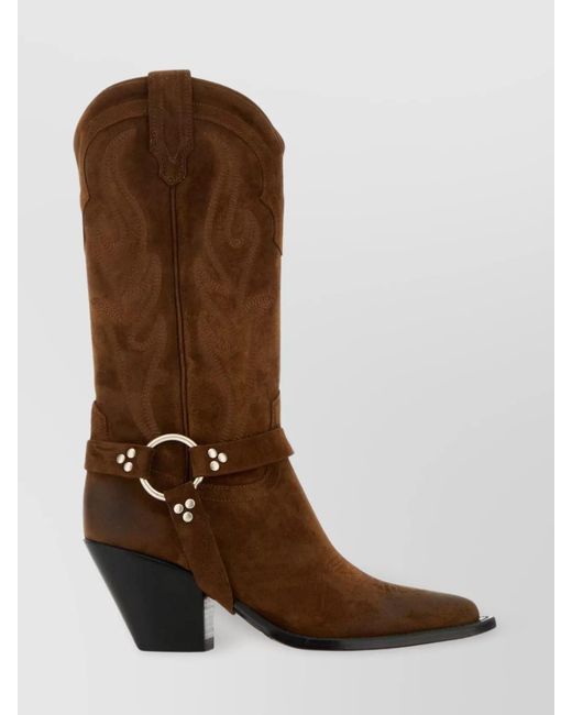 Sonora Boots Brown Suede Leather Belt Boots